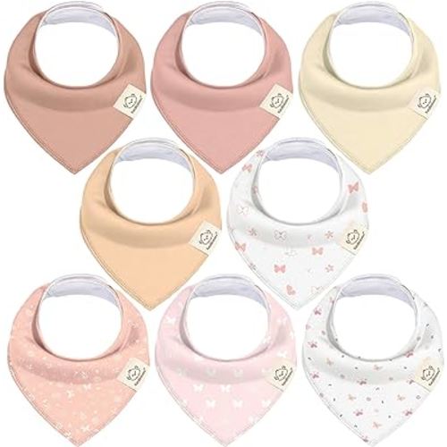 Butterflies 8-Pack Organic Baby Bandana Drool Bibs for Girls - (Butterflies design)