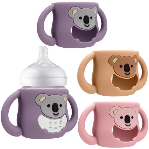 BUSOHA 3 Pack Koala Silicone Sleeves for Avent Baby Bottles - Drop Protection Baby Bottle Sleeves with Handle for Avent Natural Baby Bottles,4 Ounce