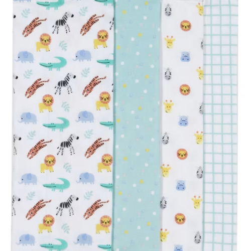 4 Pack Organic Cotton Burping Cloths