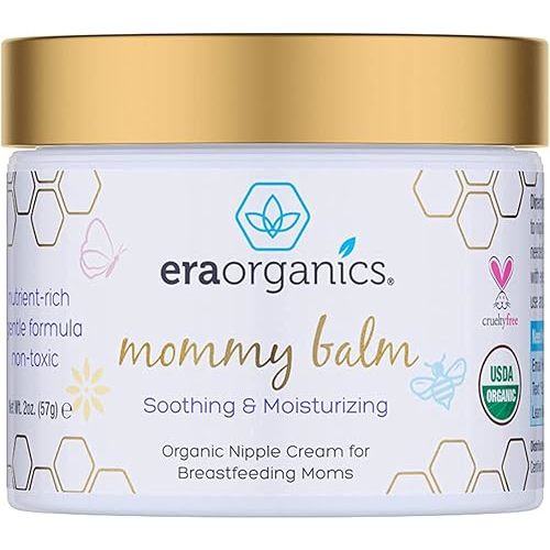 Era Organics Soothing Nipple Butter Breastfeeding Cream - Calming and Moisturizing for Chapped, Sensitive Skin - USDA Organic Nipple Cream For Breastfeeding - Baby Friendly Organic Nipple Balm