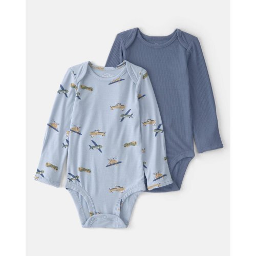 Baby Boy 2-Pack Plane PurelySoft Bodysuits - Blue | Carter's