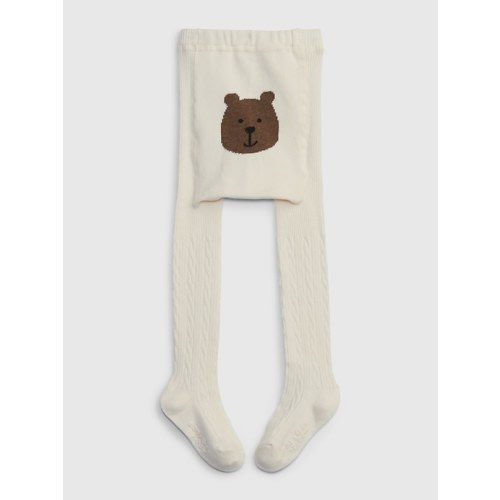 Toddler Brannan Bear Cable-Knit Tights in ivory beige, size: 12-24 M