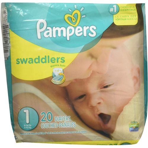 PAMPERS SWADDLERS DIAPERS SIZE ONE 20 COUNT