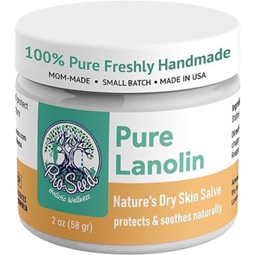 100% Pure Lanolin Cream - Handmade, Unrefined Balm for Dry & Itchy Skin, Cracked Lips, Breastfeeding, Baby Care, Moisture-Rich, Nursing Essentials & Petroleum-Free, Perfect for Hands, Face & Paw Care