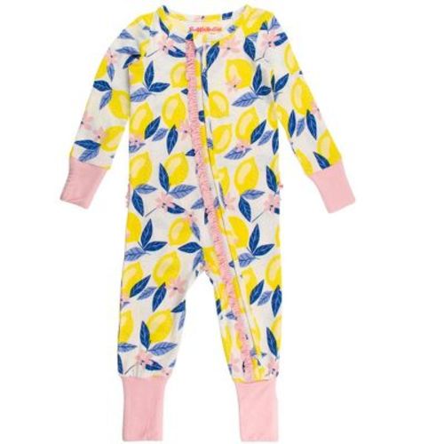 RuffleButts SoftSnooze Baby Girls Ruffle One Piece Convertible Pajamas