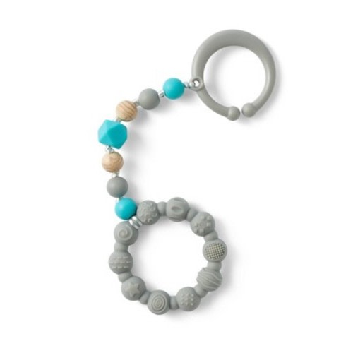 Nuby Tag-A-Long Teether - Gray: Silicone, Baby Teether, Gross Motor Skills