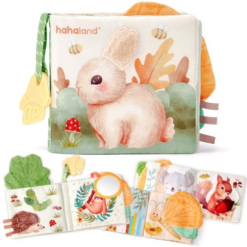 Hahaland Baby Books 0-6 Months, Tummy Time Sensory Baby Toys 6 To 12 Months Touch Feel Book Textured Crinkle Books Baby Shower G