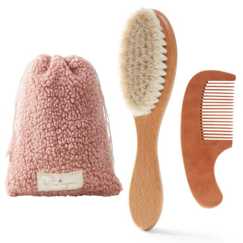 MYZI Baby Hair Brush Set – Soft Baby Brush Set for Newborns, Baby Comb and Brush Set Girl and Boy, Toddler Hair Brush and Toddler Comb - Baby Gift Set