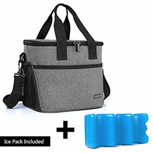 Yarwo Breast Milk Cooler Bag with Ice Pack for 6 Bottles up to 9 Ounce, Insulated Baby Bottles Tote Bag for Breastfeeding Mothers on The go, Grey - Tote Design
