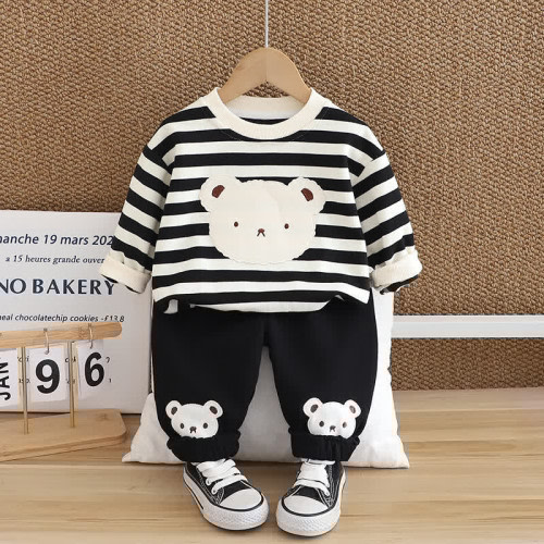 Toddler 2-Piece Cartoon Bear Striped Set