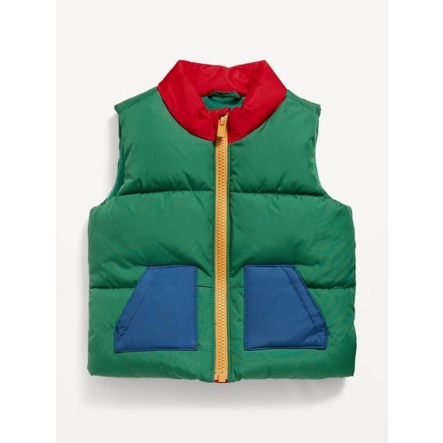 6-12M Water-Resistant Quilted Color Block Puffer Vest for Baby