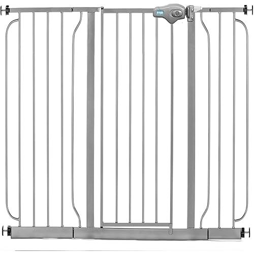 Regalo Easy Step 49-Inch Extra Wide Baby Gate, Includes 4-Inch and 12-Inch Extension Kit, 4 Pack of Pressure Mount Kit and 4 Pack of Wall Mount Kit, Platinum - Total Pack of 1