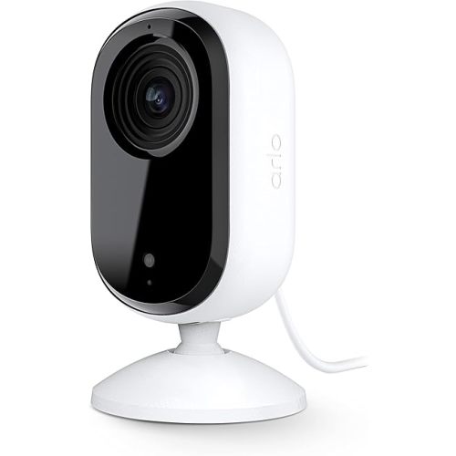 Arlo Essential Security Camera 2K | Indoor Only| 2nd Gen | Baby Monitor & Pet Camera | Wired Automated Privacy Shield, 2-Way Audio, Night Vision, Live Stream, Motion Alerts & Notifications White,1 Cam