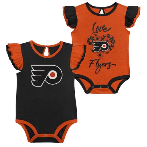 Philadelphia Flyers Girls infant Two-Pack Training Bodysuit Set - Orange/Black