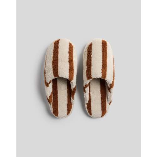 Terry Stripe Slippers - FINAL SALE (Bone and Tobacco) – Parachute Home