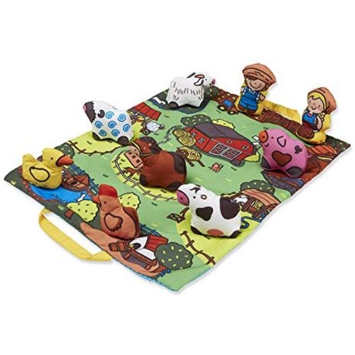 Melissa & Doug Take-Along Farm Baby and Toddler Play Mat (19.25 x 14.5 inches) With 9 Animals - Folds To Be Convenient Storage Bag for Travel