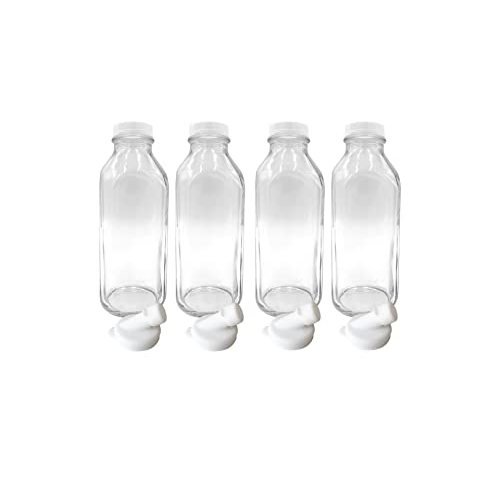 The Dairy Shoppe Heavy Glass Milk Bottle - Jug with Lid and a Silicone Pour  Spout - Clear Milk Container for Fridge - Reusable Glass Milk Jug