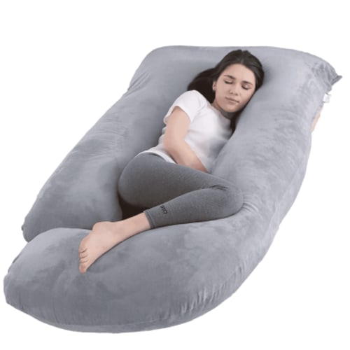 COOKEY Pregnancy Pillow with Velvet Cover,U Shaped Full Body Maternity Pillows for Sleeping,59inch,Dark Gray