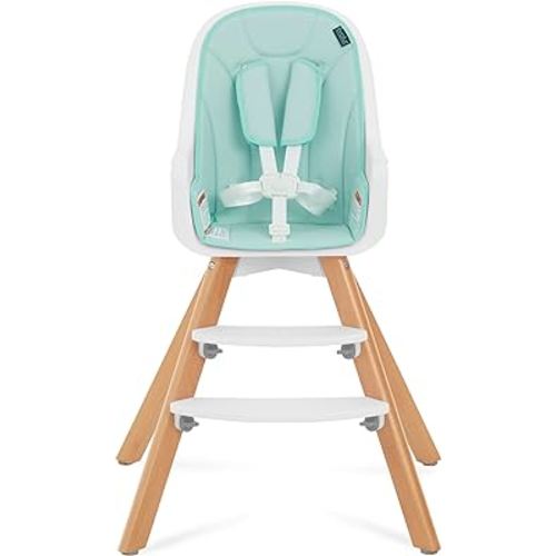 Evolur Zoodle 2 in 1 Convertible Baby High Chair in Mint, Easy to Clean, Adjustable and Removable Tray, Compact and Portable High Chair, Foldable High Chair with Adjustable Footrest