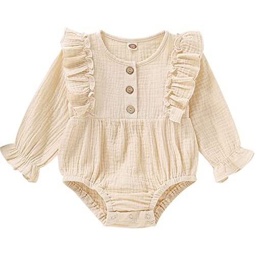 Newborn Baby Girl Clothes Romper Fall Winter Outfit Ruffle Long Sleeve Jumpsuit One Pieces Romper Bodysuit