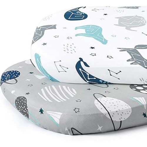 Stretch Fitted Bassinet Sheet Set BROLEX 2 Pack Cradle Sheets for Bassinet Pad/Mattress,Unisex Boys Girls,Ultra Soft,Space Planet