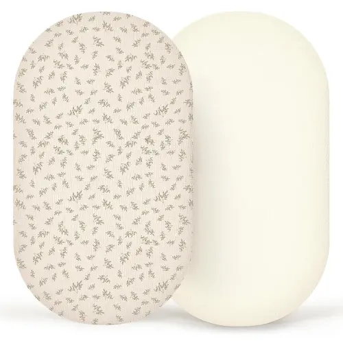 lulumoon Muslin Bassinet Sheets Baby: Cotton Bassinet Fitted Sheets for Boys and Girls - Bassinet Sheets for Oval Rectangle or Hourglass Mattress
