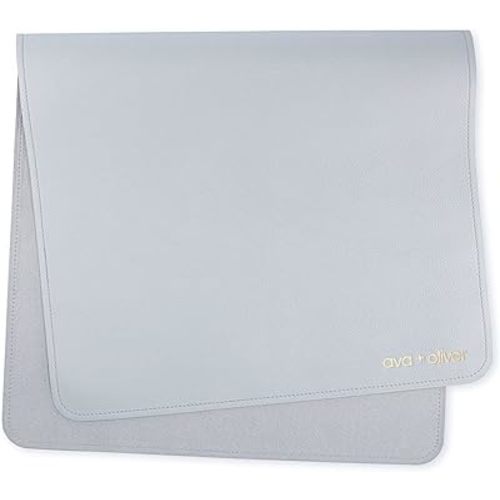 Vegan Leather Baby Changing Mat (16 X 30 in) - Multipurpose Wipeable and Portable Diaper Changing Mat - Foldable Travel Changing Mat (Blue)