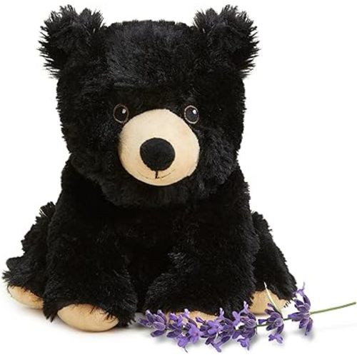 warmies Microwavable & Weighted Stuffed Animals, Black Bear - Heated Stuffed Animal Plushie for Warmth & Comfort - Cute Soft Plush Toys for Adults & Children (Boys, Girls, Babies & Toddlers)