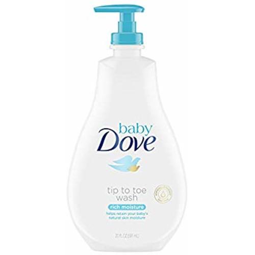 Baby Dove Tip to Toe Baby Wash and Shampoo For Baby's Delicate Skin Rich Moisture Washes Away Bacteria, Tear-Free and Hypoallergenic 20 oz - 20 Fl Oz (Pack of 1)