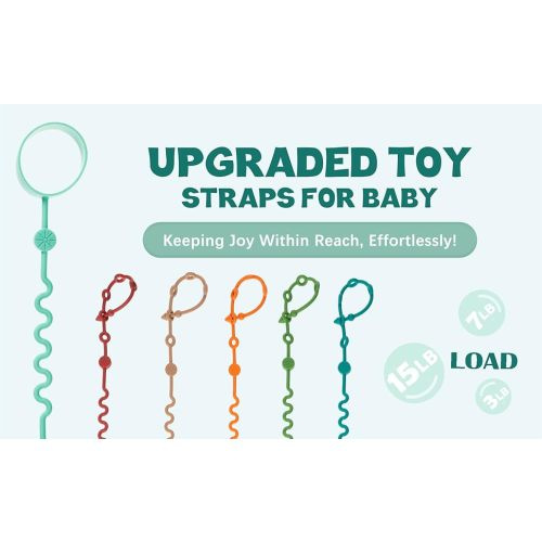 Toy Straps for Baby, Adjustable Toy Holder for Stroller Accessories, Silicone Baby Tether Pacifier Clip, No Throw Baby Travel Essential Leash for High Chair, Car Seat, Sippy Cups (7- Pack)