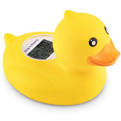 Todays Kids Duck Baby Bath & Room Thermometer & Clock - Fahrenheit & Celsius Baby Bath Thermometer, Baby Thermometer for Baby Essentials - Room & Water Thermometer - Soft Material Baby Bath Products