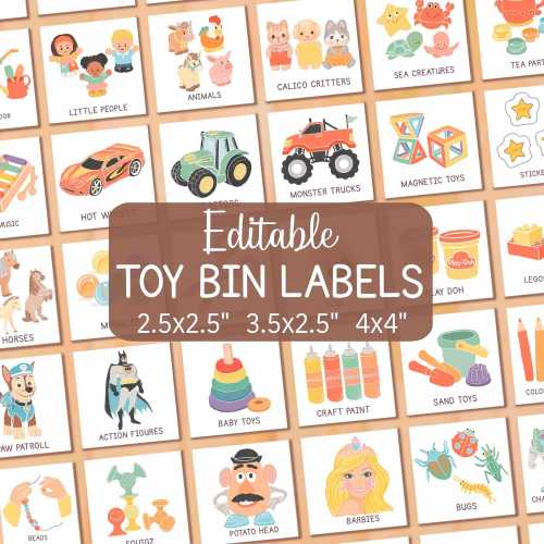 Toy Bin Labels Editable Storage Box Organization Playroom Classroom Daycare Kindergarten Preschool Homeschool Printable Toy Trofast Labels