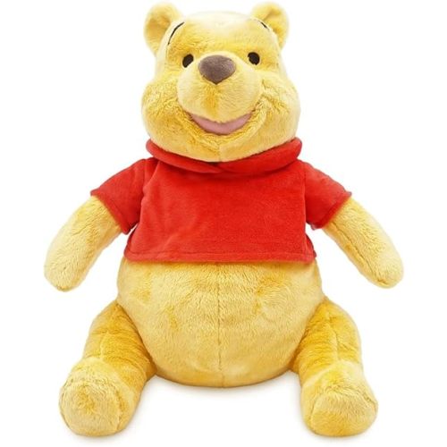 Disney Store Official Pooh Medium Soft Toy for Kids, Cuddly Character with Fuzzy Texture and Embroidered Details, Red T-Shirt, Disney Plushy Suitable for All Ages.