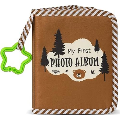 Baby's My First Family Album Soft Photo Cloth Book Forest Brown Bear My First Book of Photos Baby Memory Album Gift Holds 4x6 Pictures for Babies Newborn Toddler & Kids Baby Shower