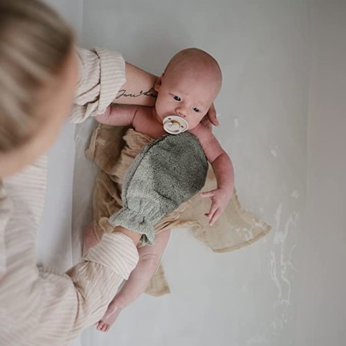 mushie Baby Bath Mitt | Organic Cotton | Pack of 2 (Blush)