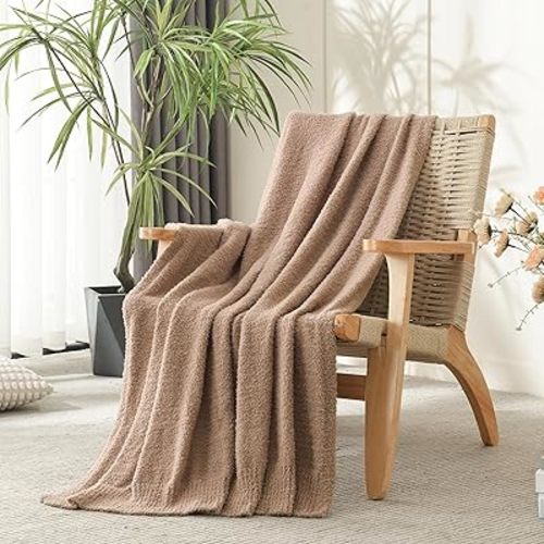 Knit Throw Blanket Super Soft Warm Blanket for Couch Lightweight Fluffy Blanket for Bed Sofa 50x60 Inches Dusty Rose