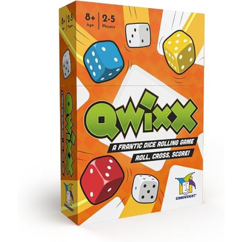 Qwixx: The frantic dice rolling game that everyone plays at once! For ages 8+, 2-5 players, from Gamewright