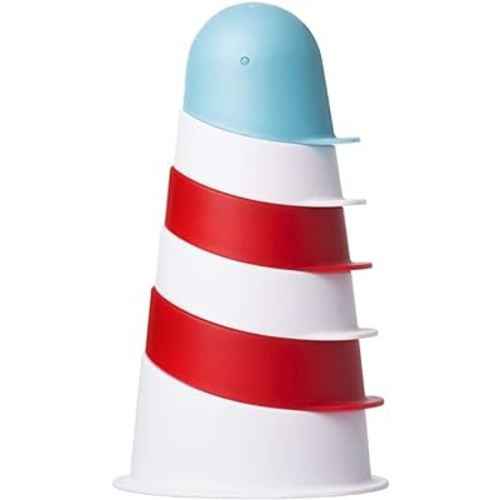 Ubbi Lighthouse Stacking Cups Bath Toys, includes 6 Cups, Toddler Bathtub Toys, Dishwasher Safe Toddler Toys