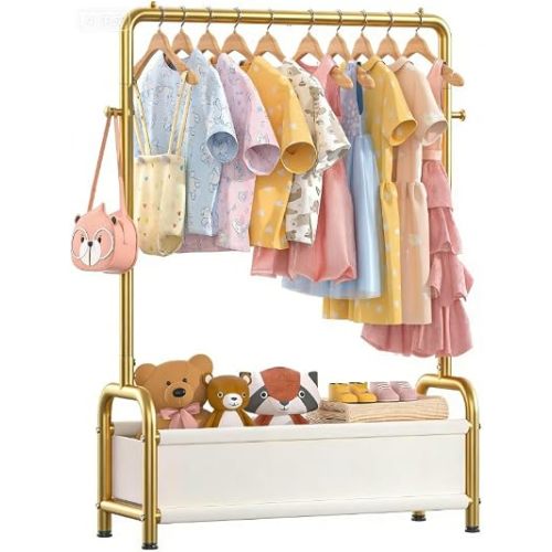 Kids Clothing Rack with Storage Shelf, Kids Dress Up Storage