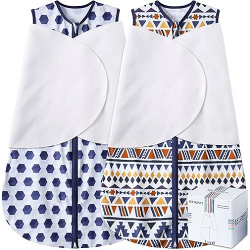 Newborn Sleep Sack Baby Swaddle,3-Way Adjustable Wearable Blanket,100% Rayon Cotton Swaddling Sleeping Bag,TOG 0.5 (Soccer & Triangles, 0-3 Months)