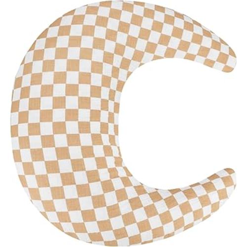 SWESEN Nursing Pillow Cover, Soft Removable Cover for Breastfeeding Pillows, Pillow Slipcover for Baby Boys and Girls, Comfortable & Breathable,Sand-Colored Plaid, Washable (Only Cover)