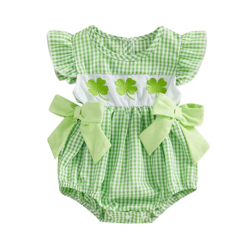 Fourth Of July Baby Girl Outfit Infant Bow Stars Smocked Romper Newborn USA Bodysuit Toddler 4th Of July Clothes