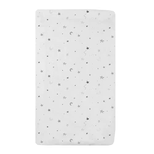 American Baby Company 15" x 33" Fitted Bassinet Sheet, Printed 100% Natural Cotton Jersey Knit, Grey Star and Moon, Soft Breathable, for Boys and Girls