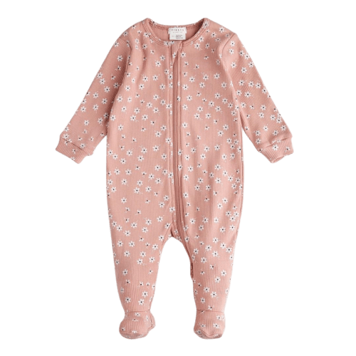 FIRSTS Autumn Garden Print on Dove Pink Sleeper