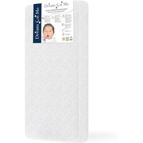 Dream On Me Twilight - Colchón para cuna y cama infantil de 5 pulgadas, platino, soporte de resortes interiores de 88 espirales, funda de vinilo extraíble, impermeable y resistente a las manchas