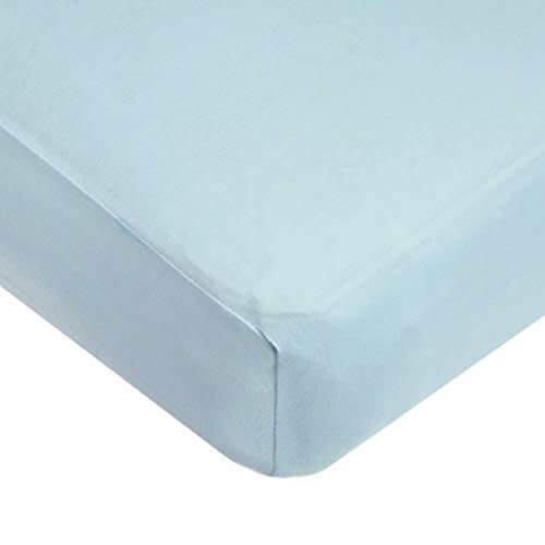 American Baby Company Fitted Crib Sheet 28" x 52", Soft Breathable Neutral 100% Cotton Jersey Sheet, Blue, for Boys and Girls, Fits Crib and Toddler Bed mattresses