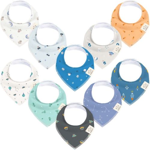 KeaBabies 10pk Organic Baby Bandana Bibs, Baby Drool Bibs for Baby Girl, Boy, Baby Bibs for Toddler, Infant, Newborn (Cosmo)
