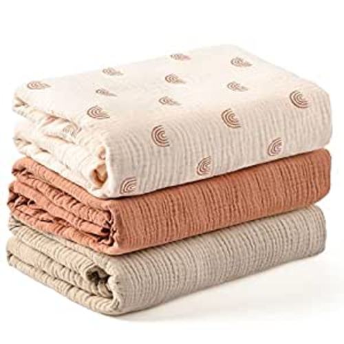 Amazon.com: Konssy 3 Pack Muslin Swaddle Blankets for Unisex, Newborn Receiving Blanket, Large 47 x 47 inches, Soft Breathable Muslin Baby Swaddles for Boys & Girls : Baby
