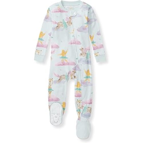 Burt's Bees Baby Baby Girls' Organic Cotton Zip-Front Non-Slip Footed Sleeper Pajamas
