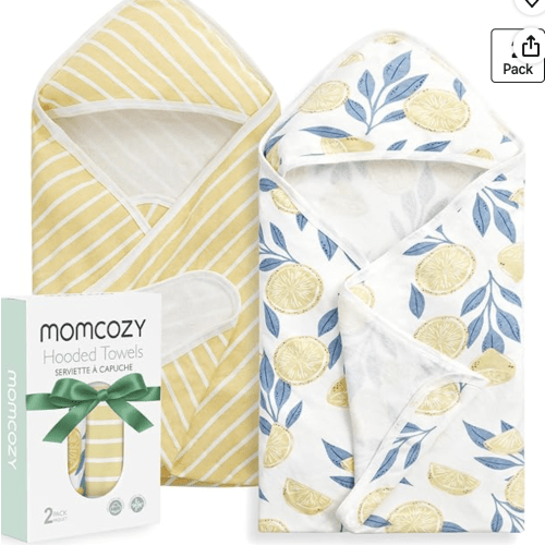 Momcozy Baby Towel with Hooded - Ultra Soft & Absorbent Large Bath Towel Set for Comfort & Gentle on Baby's Skin - Med Thick& Durable -Shower Gift & Bath Essential for Newborn, Infant, Toddler